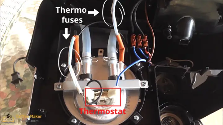 Thermo fuses and thermostat of the drip coffee maker Delonghi