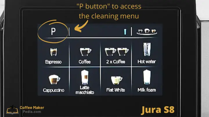 P button to access the cleaning menu