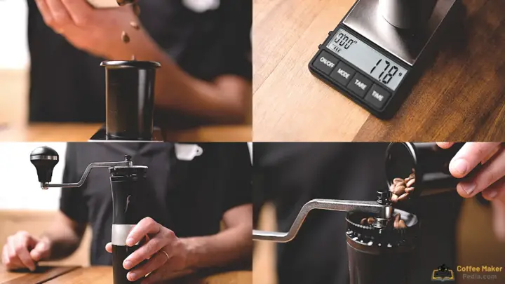Weigh and grind the amount of coffee beans to be used