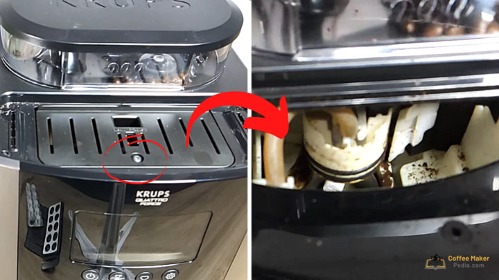 Clean the inside of the Krups coffee maker with a brush