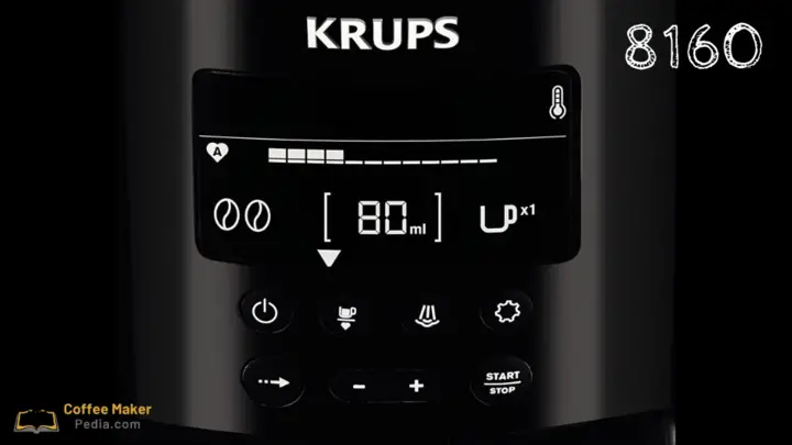 Display of the super automatic coffee maker Krups 8160