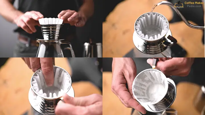 How to place the filter and preheat the Kalita Wave coffee maker