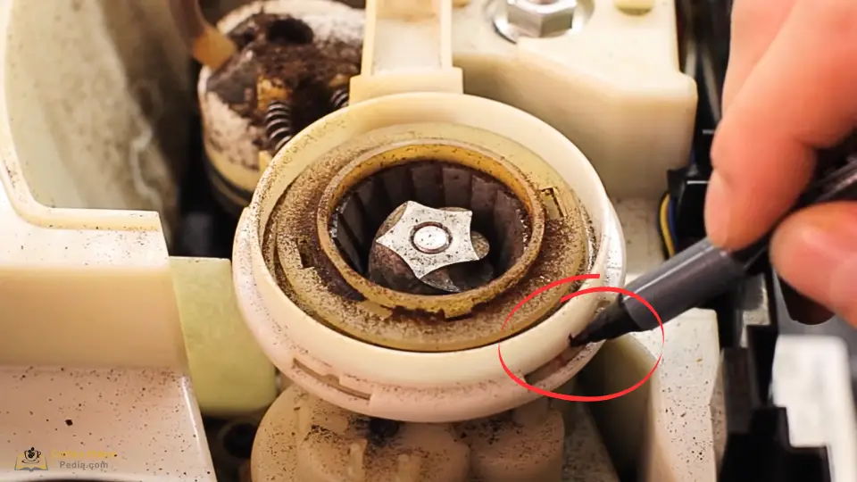 Mark the outside and inside area of the coffee grinder