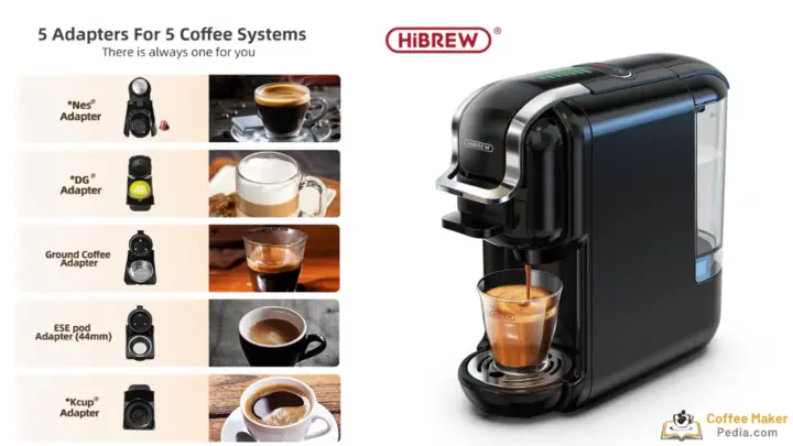 Multi-capsule coffee machine for 5 different systems