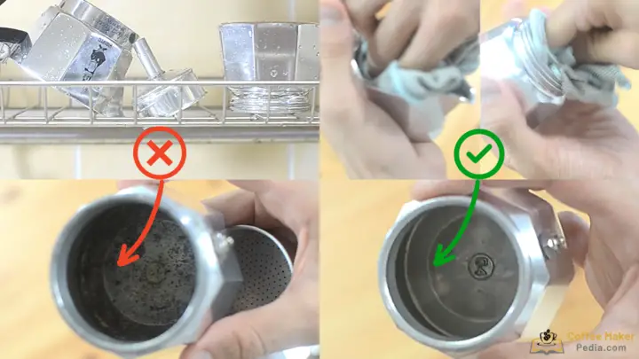 Dry the coffee maker after washing with a soft cloth