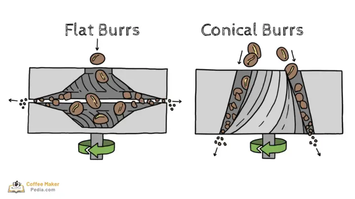 Flat vs. conical grinding burrs