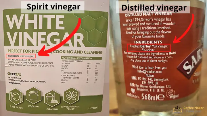Types of white vinegar